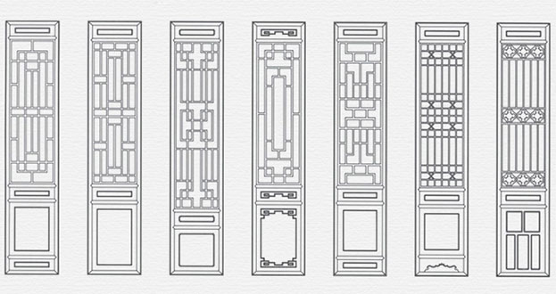 文成常用中式仿古花窗图案隔断设计图